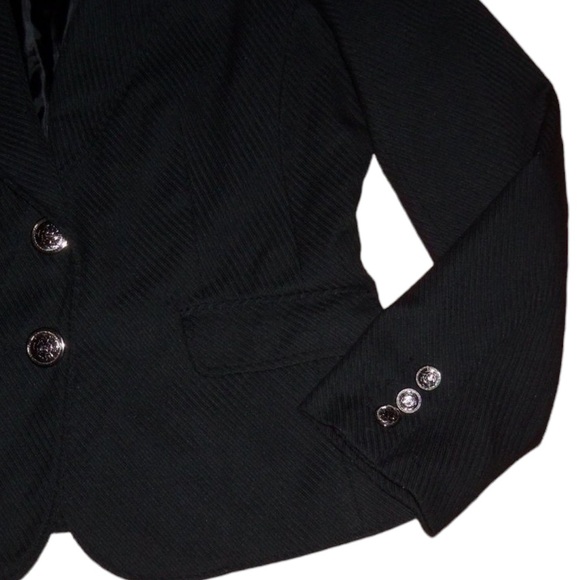 1830 Black Lined Silver Tone Crest Button Blazer Jacket - Size 10 - Picture 3 of 9